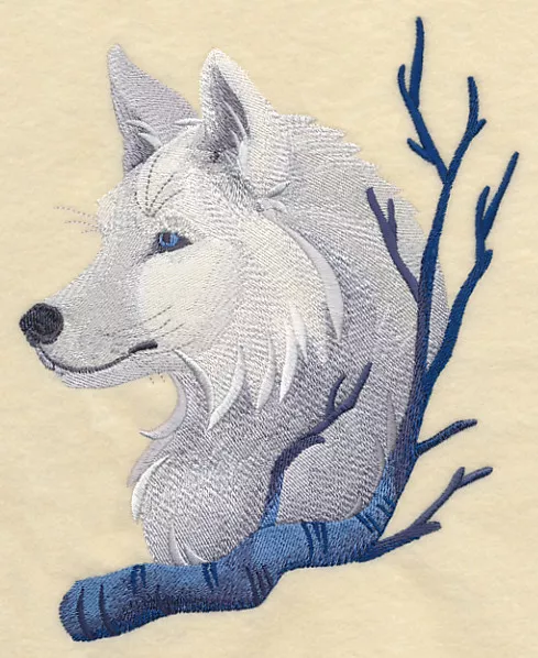 Embroidered Ladies  T-Shirt - Wintery Wolf L8943 Size S - XXL
