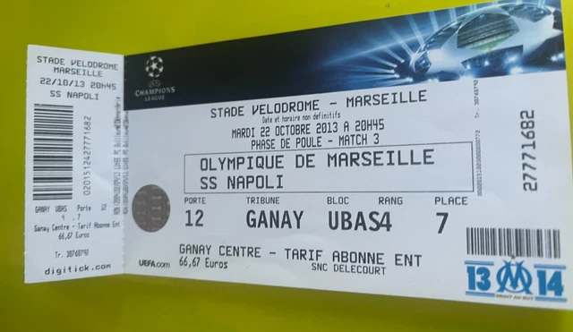 Ticket OM Marseille Vs Saint-Etienne 2008 - Ligue 1 - Souvenir De Match