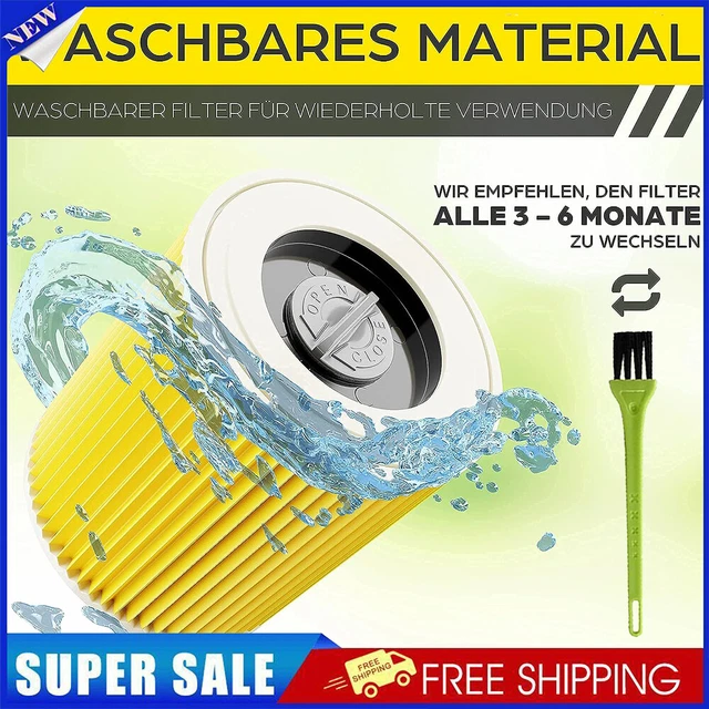 3 Cartucce Filtro Aspirapolvere Compatibili Kärcher WD3 - Sostituzione 6.414-552.0, 6.414-772.0 - Foto 7