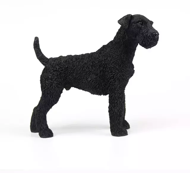 6.4" China collection resin Standing posture black Riverside dog model statue