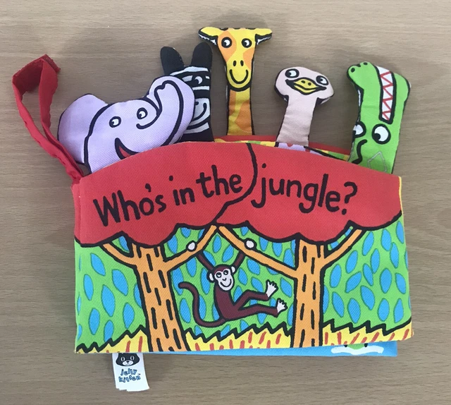 Libro suave para bebé ""Quién está en la jungla"" JELLYCAT/Jelly Kitten Anne Wilkinson ""Quién está en la jungla