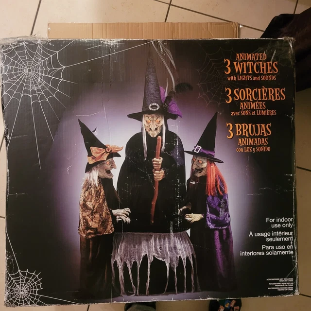 GRANDIN ROAD HALLOWEEN Life Size Animated Brewing 3 Witch Trio with