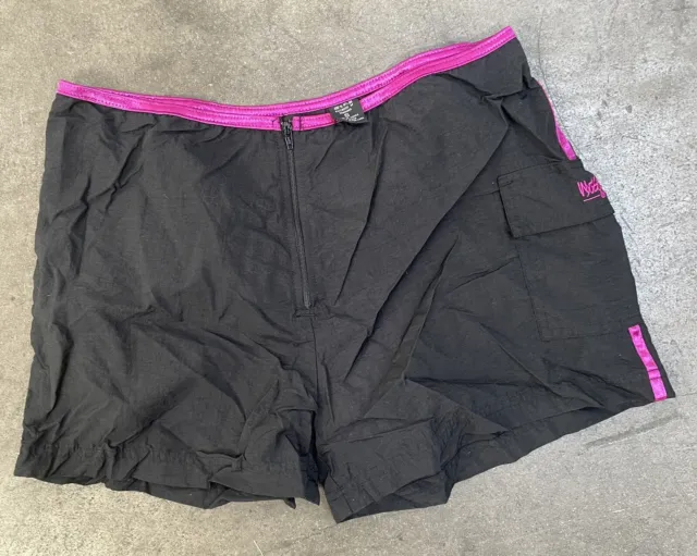 Vintage Y2k 90s Nylon Mossimo Black Hot Pink Booty Shorts Swim Shorts Hot Pants