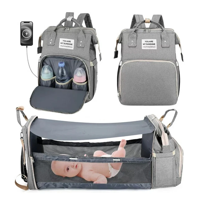 3in1 Baby Diaper Bag Backpack Foldable Crib w/Changing Waterproof Multi-Function