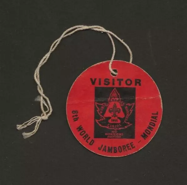 1955 - World Scout Jamboree - Visitor Tag Badge - RED - Canada