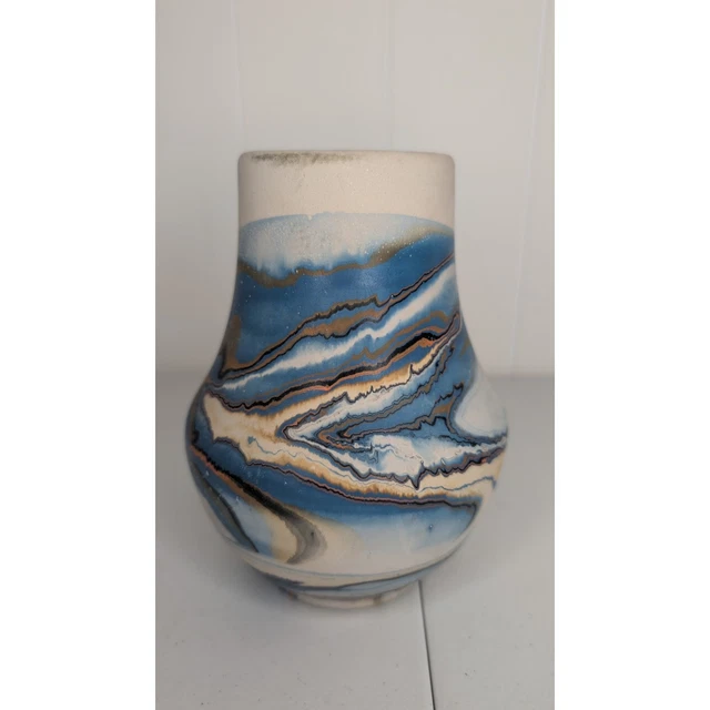 VINTAGE NEMADJI INDIAN River Pottery Vase Blues And Terra