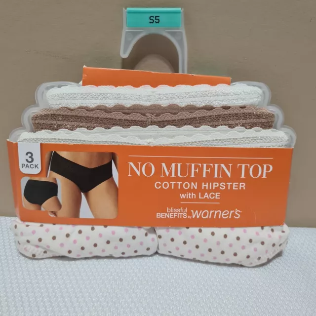 warners blissful benefits No Muffin Top Cotton Hipster 3 X New 3 NICE COLORS