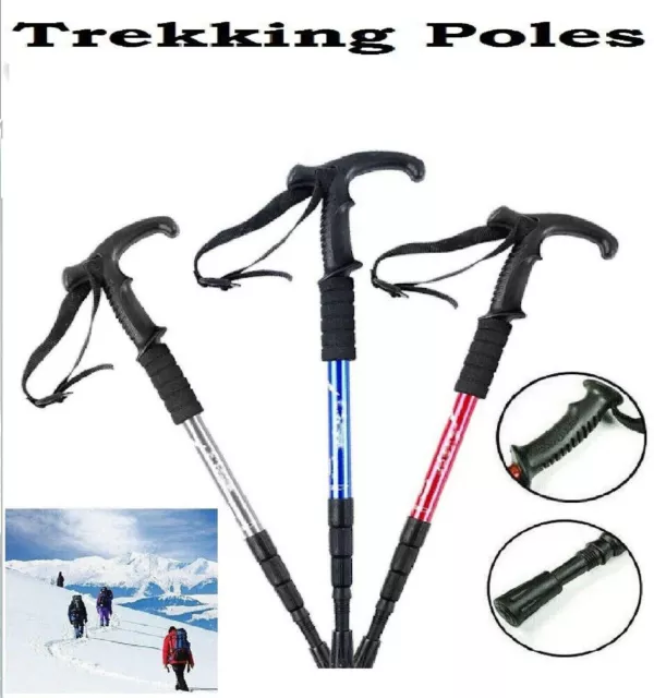 1 x Hiking Trekking Poles Walking Stick Anti Shock Adjustable Camping Cane AUS