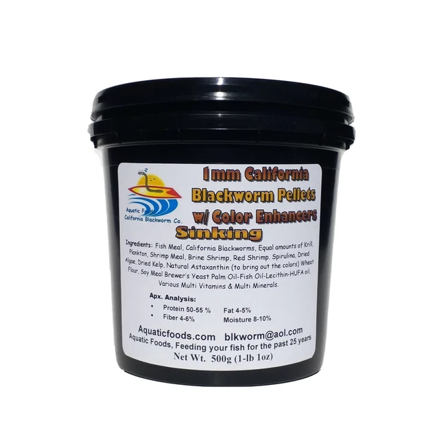 1 mm Blackworm Sinking Pellets with Color Enhancers & Vitamins