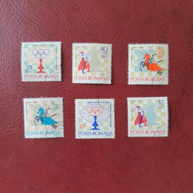 Briefmarken Rumänien 1966, Mi. 2478-2483, Schach, gestempelt, komplett