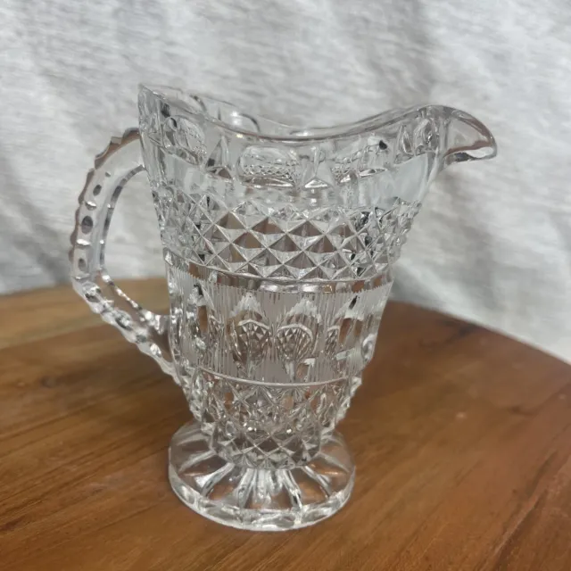 Vintage Creamer Syrup Grannycore Diamond Cut Glass Coffee Creamer Vase