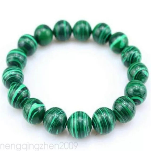 8mm Malachite bracelet Wrist Stretchy Bead energy Unisex men Healing pray Sutra