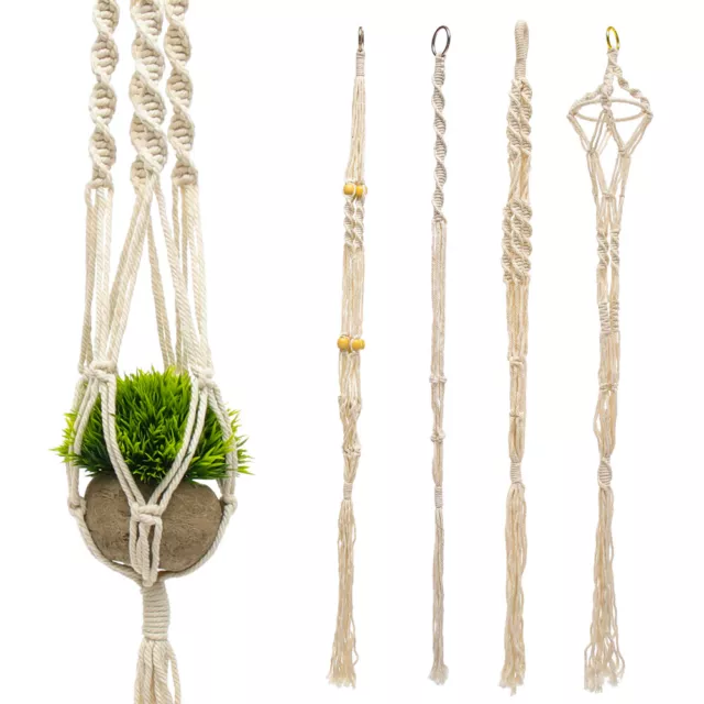 4 X Hand Made Macrame Plant Hanger Planter Pot Holder Hanging Jute Rope Vintage