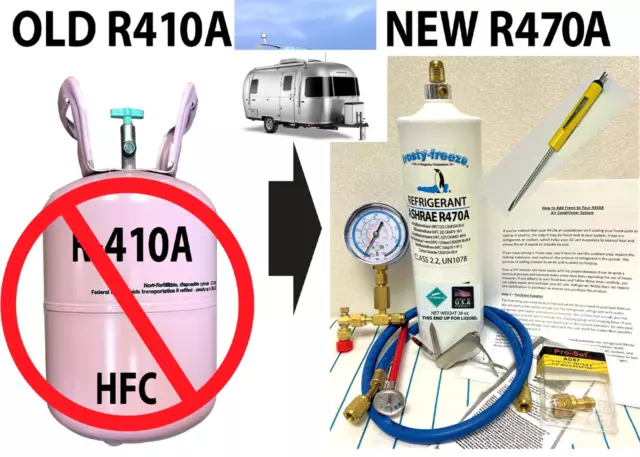R470a (HFO) 28 oz. "NO-HFC's" EPA Approved, Instr., Tap, Hose, Pro Kit Camper RV