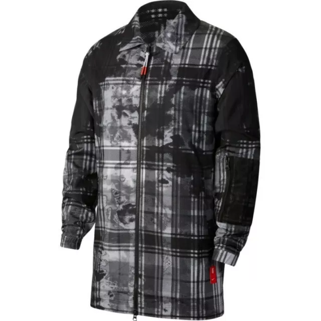 Nike Kyrie Irving Lightweight Long Jacket Black Printed Oversized Men Size SALE