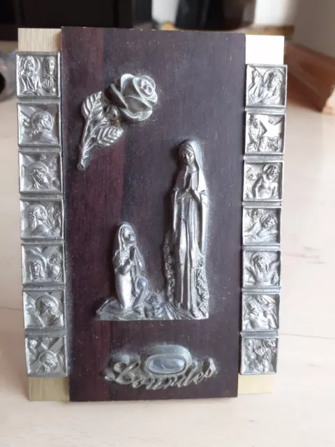 Kreuzweg Tafel Lourdes Marienbild Metalltafel