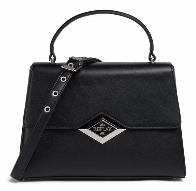 Sac Bandoulière Crossbody REPLAY Noir - 100% PU, Bandoulière Ajustable | Neuf Avec étiquettes