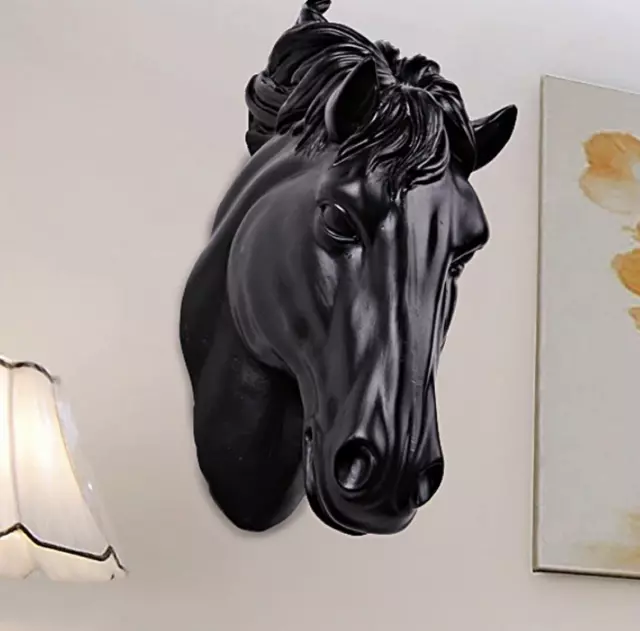 3D Horse Head Bust Resin Wall Mounted Decor Sculpture Statue Home Ornament Gift
