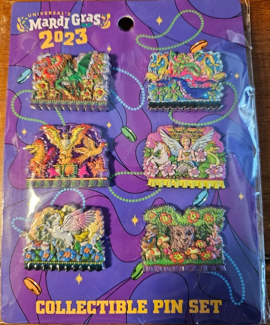 2023 PIN SET NEW Universal Studios MARDI GRAS Collectible Float 6 Pins