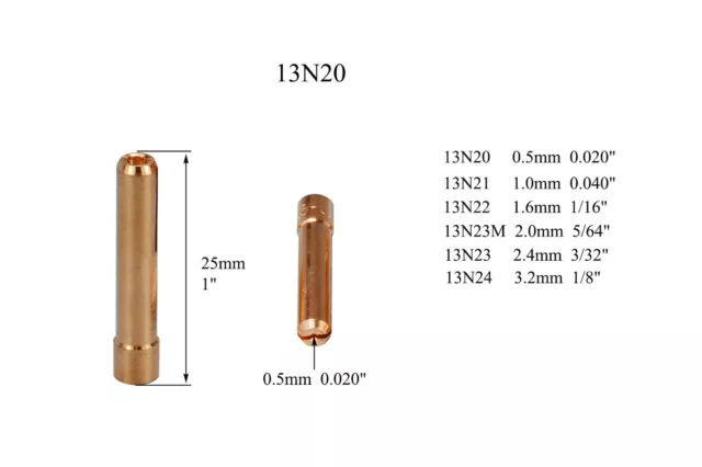 TIG Gas Lens Collet Body Assorted Size Fit TIG Welding Torch SR WP9 20 25,46pcs 3