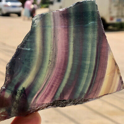 177g  Natural beautiful Rainbow Fluorite Crystal Rough stone specimens cure