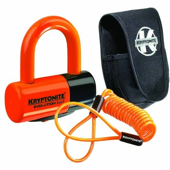 Kryptonite Evolution Disc Lock Premium Pack Orange With Pouch And reminder cable