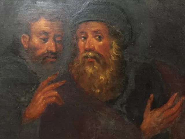 18th Century Italian school Antique Oil painting Portrait Secret of Merchants