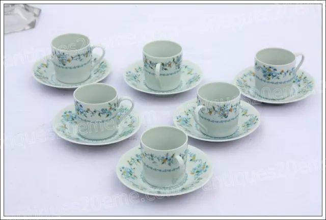 6 tasses à café porcelaine de Limoges Tharaud Sylvia NEUVES - Coffee cups NEW