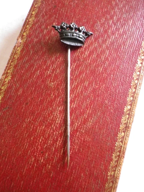 ANCIEN BIJOU EPINGLE A CRAVATE COURONNE DUCALE ARMOIRIE HERALDIQUE - 19ème 2