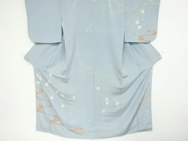 44251# Japanese Kimono / Antique Kimono / Stream With Weeping Sakura