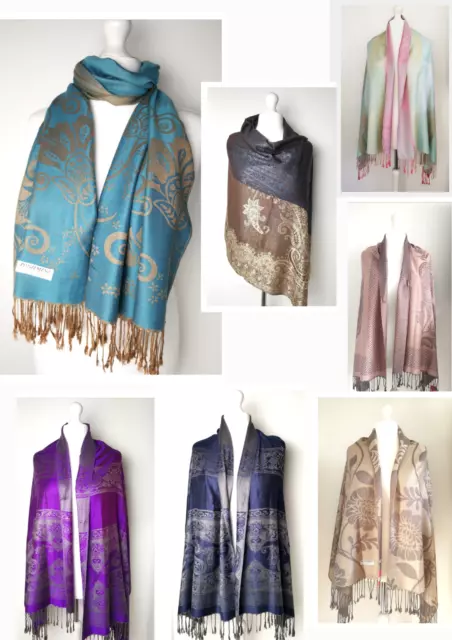 Ladies Girls Reversible Soft Pashmina Scarf Shawl Wrap  Long Large Scarf