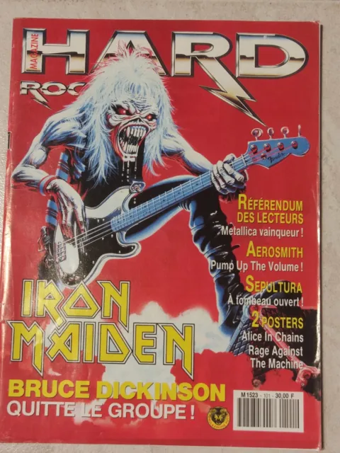 HARD ROCK Magazine 101 Iron Maiden Bruce quit w/poster RATM Alice In Chains 1993