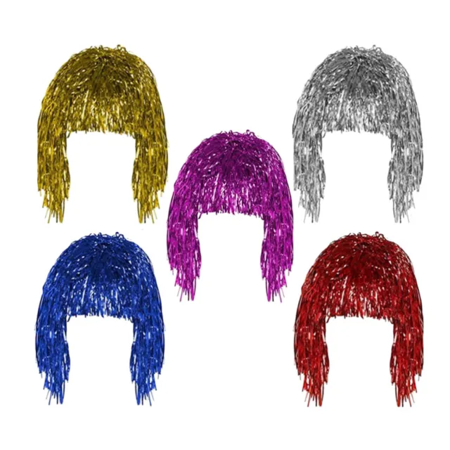 5PCS Rain Silk Wig Hair Replacement Wigs Foil Wig Tinsel Hair Wig