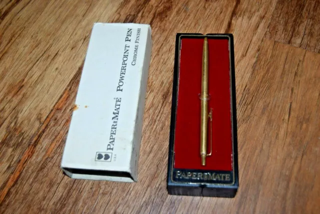 Papermate  Powerpoint Pen  Gold Finish With Presentation Box Vintage