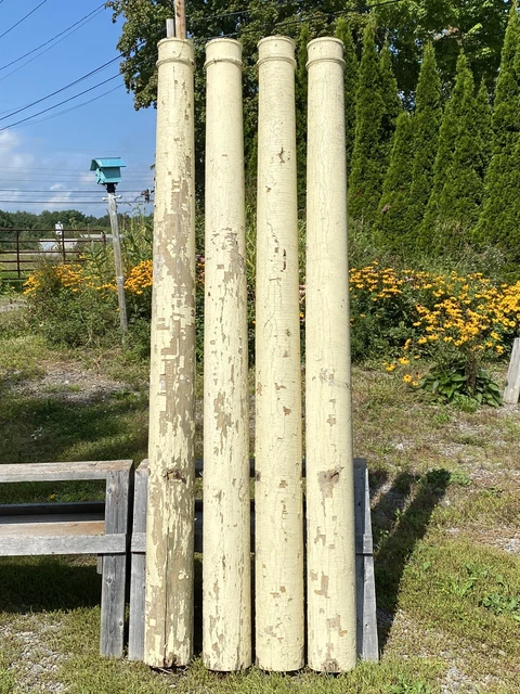 4 Antique C.1910 Wood Columns, Hollow, 92"H ~ Salvaged Portland, ME 11