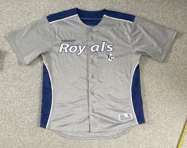 Maglietta da baseball Kansas City Royals MLB grigia blu rara serie dinastia taglia XL 2XL