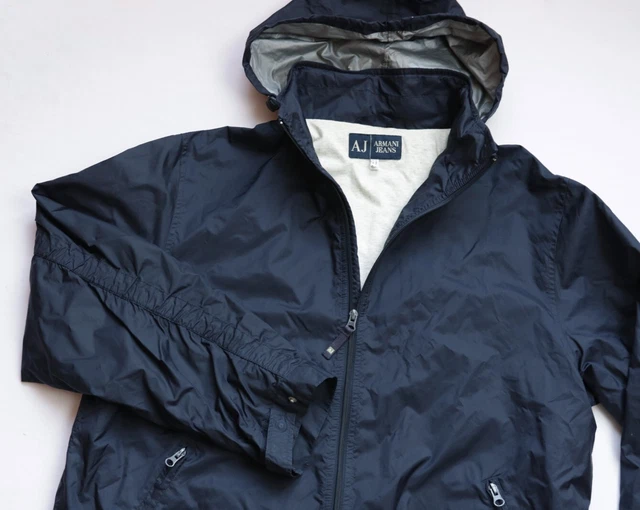 Armani Jeans Waterproof Windbreaker Jacket mens size IT 52 GB 42 USA 36 XL navy