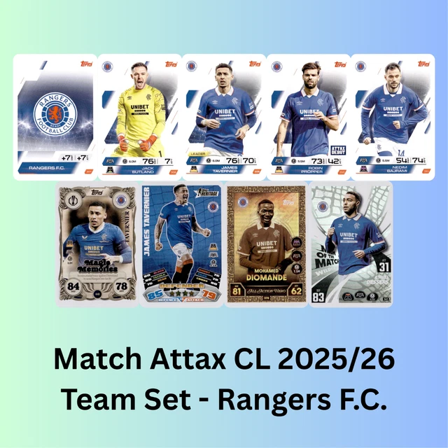 TOPPS MATCH ATTAX Champions League 2025 2026 26 Team Set Rangers FC topps-match-attax-champions-league-2025-2026-26-team-set-rangers-fc