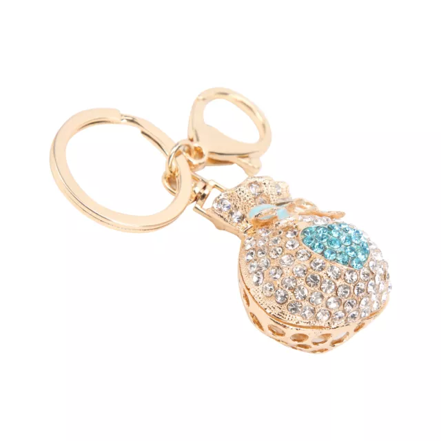 Stylish Rhinestone Key Chains Alloy Pendant Keychain Decor Key Pendant(Blue) ◑