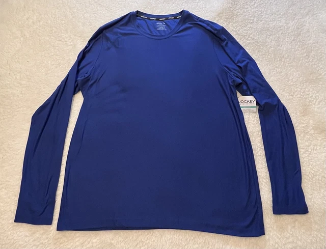 Mens XL Jockey Sleep Shirt Long Sleeve Royal Blue Crew Neck Soft Stretch