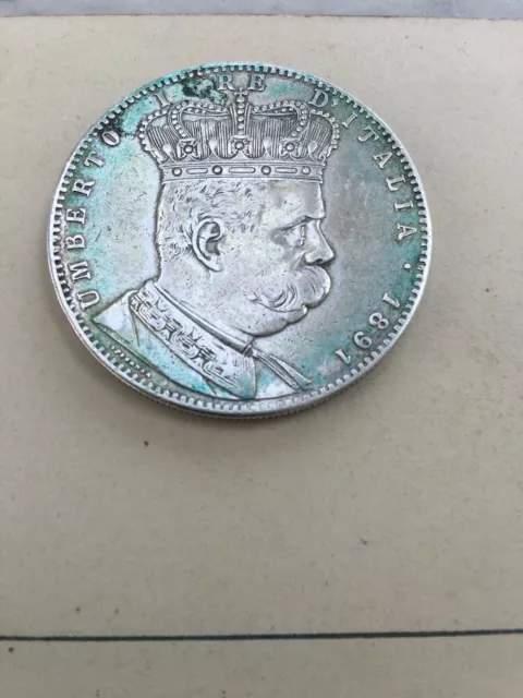 Coin From 5 Livres Thaler 1891 Cologne Eritrea Umberto I King D'Italia Coin