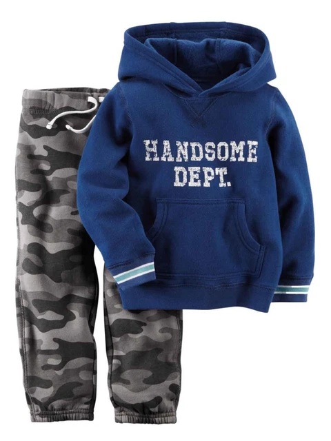 Carters Infant Boys Handsome Dept Hoodie Sweatshirt Jacket & Pants 2 PC Outfit