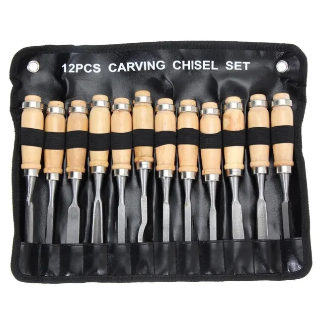 Hand Tools Hand Chisel Woodworking Professional Gouges Wood Carving For 12Pcs