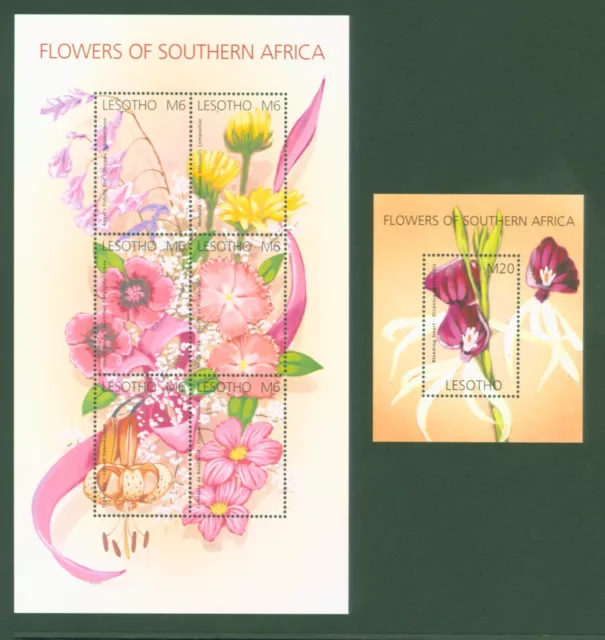 Lesotho 2002 - Blumen Herzblume Ringelblume Nelke Lilie -Nr. 1845-50 + Block 189