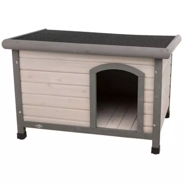 Trixie Hundehütte Classic Flachdach Hundehaus Wetterfest S-M 85x58x60cm grau