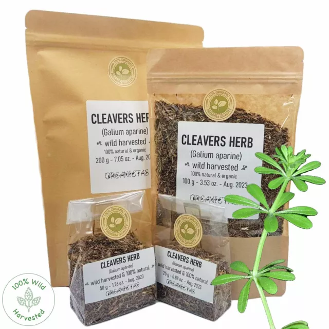 Organic CLEAVERS HERB (Galium Aparine) Herbal Tea Dried Loose Wild Harvested