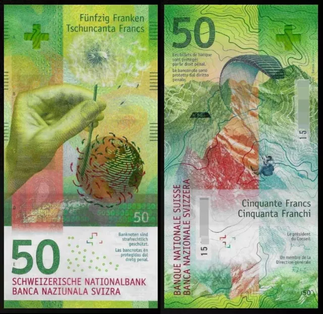 Switzerland  2015 P-77 50 Francs Hybrid Polymer  UNC