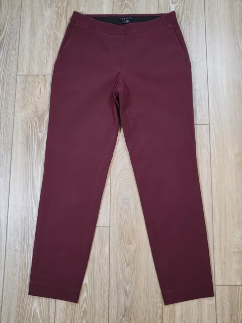 THEORY Thaniel Kenett Red Burgundy Business Dress Pants Women's 26x26 Size 0