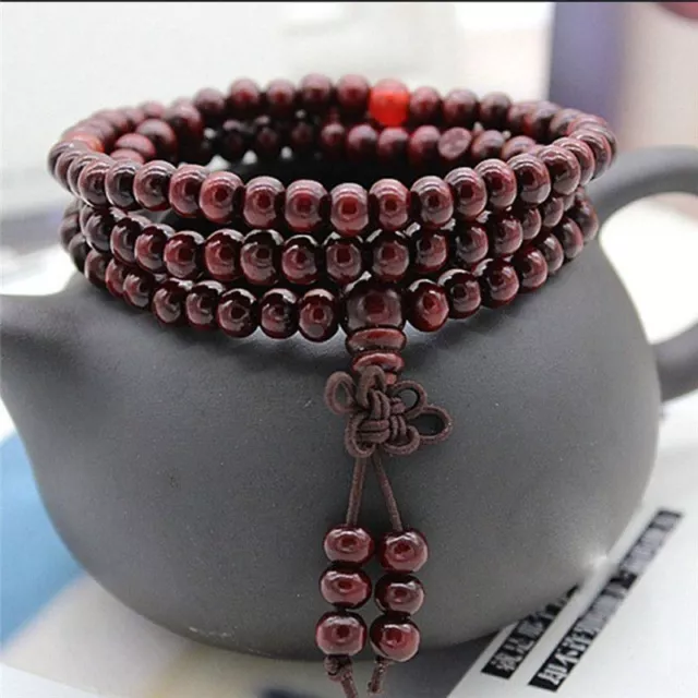 Meditation Bracelet Buddhist 108 Mala Tibetan Wood Beads Necklace Prayer Beads