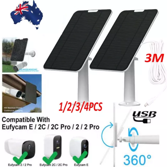 10W 20W Solar Panels for Eufy Eufycam Cam E/2C/E Pro Wall Mount 13ft Cable Power